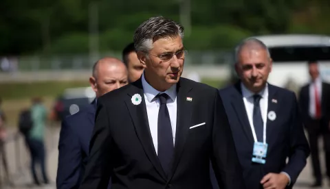 11.07.2025., Potocari, Bosna i Hercegovina - Predsjednik Vlade Republike Hrvatske Andrej Plenkovic na obiljezavanju 30. godisnjice genocida u Srebrenici. Photo: Armin Durgut/PIXSELL