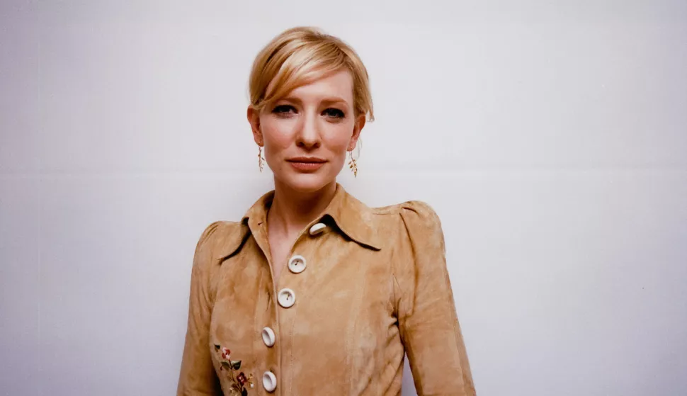 Retro celebrity portraits - Cate Blanchett, at a press conference event, circa 2000s. File Reference # 34888-618RCP Photo: H.F.P.A./THA/THE HOLLYWOOD ARCHIVE