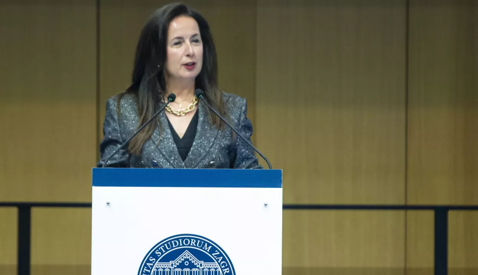 Zagreb, 01.07.2025 - Predsjednik Republike Hrvatske Zoran Milanović i predsjednik Slovačke Republike Peter Pellegrini sudjelovali su na otvorenju Hrvatsko-slovačkog gospodarskog foruma. Na fotografiji Irena Weber. foto HINA/ Daniel KASAP/ dk