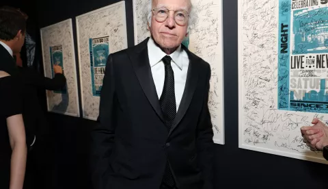 SNL50: THE RED CARPET -- Pictured: Larry David on Sunday, February 16, 2025 -- (Photo by Kevin Mazur/NBC via Sipa USA) *** Press photos for editorial use only (excluding books or photo books). May not be relicensed or sold. Mandatory Credit *** Photo: Sipa USA/SIPA USA