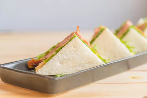sandwich on wood background
