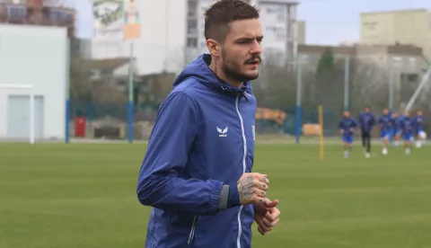 Osijek, 02. 01. 2024, Opus Arena, prvi trening NK Osijeka u 2024. godini. Kristijan Lovric.snimio GOJKO MITIĆ