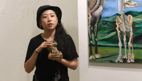 Osijek 18. 07. 2025, Galerija, Kazamat, Osijek, otvorenje izložbe "Unraveling the Elephant - ExpLoring spirals in thE PHysicAl curreNT", Tajlandska slikarica, Lin Pei Han.snimio GOJKO MITIĆ