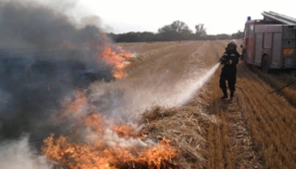 Požari žitarica u Vukovarsko-srijemskoj županiji. požar, otvorenom, ilustracija