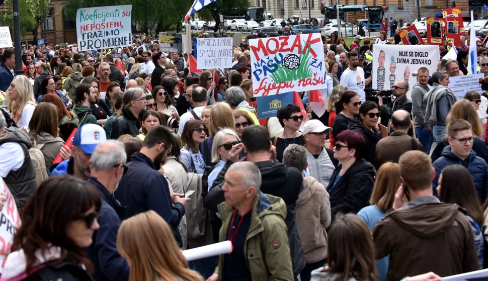Zagreb, 09.05.2025 (novosti) - poceo prosvjed sindikata skolstva.foto Davor Kovacevicnovosti