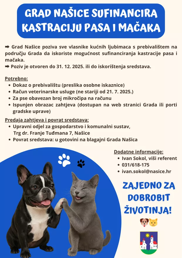 Na&scaron;ička gradska uprava potiče za&scaron;titu životinja: Grad plaća kastraciju pasa i mačaka