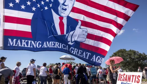 epa07133997 US President Donald J. Trump&acirc;&euro;&trade;s supporters make a line to attend the Make America Great Again Rally in Hertz Arena, Fort Myers, Florida, USA, 31 October 2018. Trump holds a national midterm campaign tour with MAGA rallies scheduled in key congressional districts and states including Florida, Missouri, West Virginia, Indiana, Montana, Georgia, Tennessee, and Ohio supporting the GOP majorities in the House and Senate. EPA/CRISTOBAL HERRERA