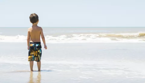 Back view boy sitting on beachfreepikdijete djeca plaža more kupaći s leđa iskoristavanje djecja pornografija ilustracija 