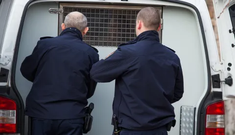 Osijek: Policija dovela na ispitivanje Franju Vargu i Blaža Curića 13.02.2019., Osijek - Pravosudna policija je dovezla na ispitivanje Franju Vargu i Blaza Curica u zgradu Uskoka. Photo: Davor Javorovic/PIXSELL 