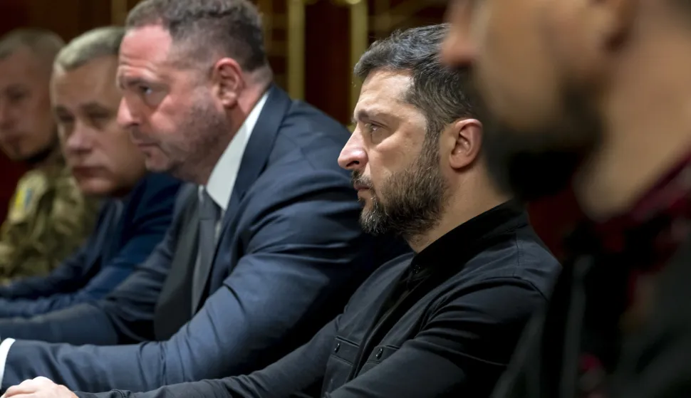 epa12251445 A handout photo made available by the Presidential Press Service shows Ukrainian President Volodymyr Zelensky attending his meeting with the French foreign minister in Kyiv, Ukraine, 21 July 2025. The French foreign minister arrived in Ukraine to meet with senior Ukrainian officials amid the ongoing Russian invasion. EPA/UKRAINIAN PRESIDENTIAL PRESS SERVICE HANDOUT HANDOUT EDITORIAL USE ONLY/NO SALES