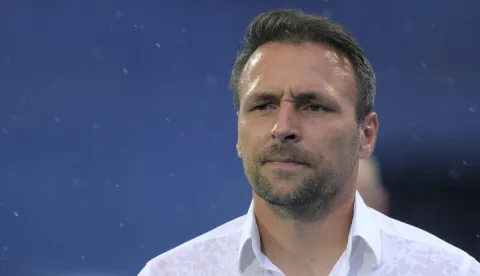 Zagreb.1.8.2025.- Utakmica 1. kola HNL-a Lokomotiva - Vukovar 91.Na slici trener Vukovar 91 Gordon Schildenfeld.Foto HINA/Tomislav Pavlek/ tp