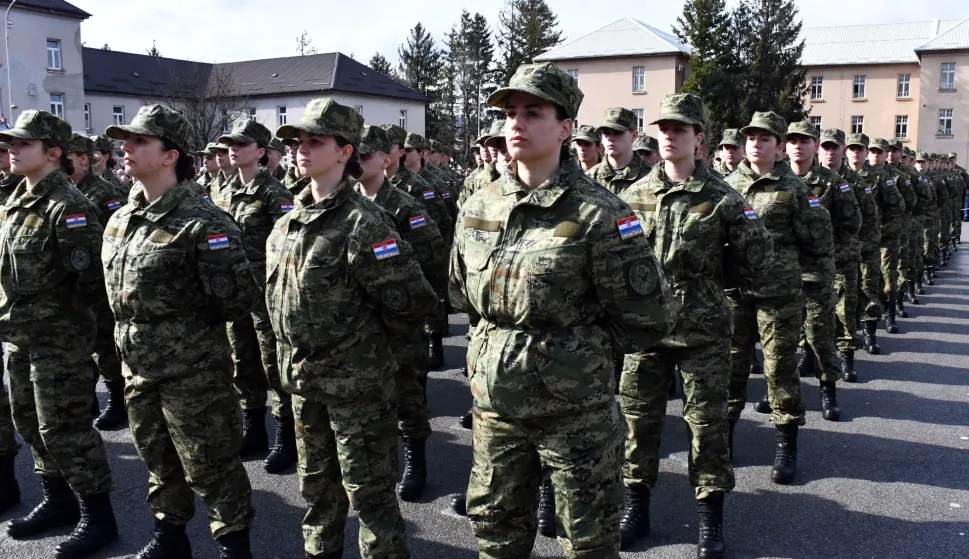 28.02.2025., Pozega - Svecana prisega 45. narastaja rocnih vojnika u vojarni 123. brigade Pozega na dragovoljnom vojnom osposobljavanju. Photo: Ivica Galovic/PIXSELL