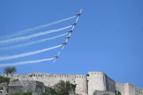 Split - 5.08.2025.- Obilježavanja Dana pobjede i domovinske zahvalnosti, Dana hrvatskih branitelja i 30. obljetnice VRO Oluja u Kninu na stadionu NK Dinara. foto HINA/ Mario STRMOTIĆ/ms 