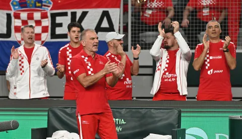 04.02.2024. VaraždinKvalifikacijski meč Davis cup reprezentacija Hrvatske i Belgije. Na fotografiji izbornik Velimir ZovkoPhoto: Marko Jurinec /HINA