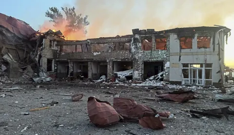 epa12283880 A handout photo made available by the State Emergency Service of Ukraine (SES) shows the site of Russian strikes at the railway station in Lozova, Kharkiv region, Ukraine, 05 August 2025, amid the ongoing Russian invasion. At least one person was killed and 10 others injured after Russian drone strikes hit Lozova overnight, the State Emergency Service of Ukraine said. EPA/STATE EMERGENCY SERVICE OF UKRAINE HANDOUT -- BEST QUALITY AVAILABLE -- MANDATORY CREDIT: STATE EMERGENCY SERVICE OF UKRAINE -- HANDOUT EDITORIAL USE ONLY/NO SALES