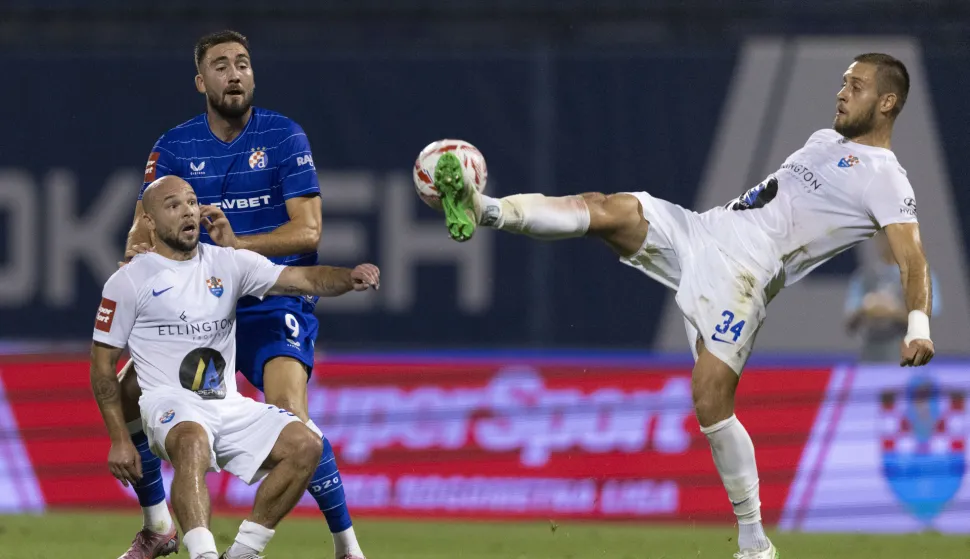 Zagreb, 08.08.2025 - Utakmica 2. kola HNL-a Dinamo - Vukovar 91. Na fotografiji Marin Pilj, Dion Drena Beljo,. foto HINA/ Daniel KASAP/ dk
