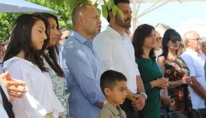 Aljmaš, 15. 08. 2025, Aljmaš, svetište, Blagdan Velike Gopse, vjernici, svečenici. Ivan Anušić, Dragan Vulin, Nataša Tramišak.snimio GOJKO MITIĆ