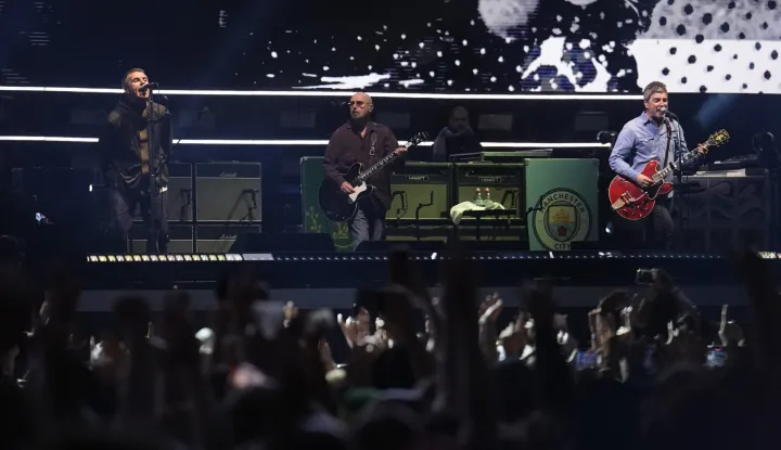 This picture is available for editorial usage only until July 4, 2026 Liam and Noel Gallagher as Oasis takes to the stage at the Principality Stadium, Cardiff, for the band's long-awaited reunion tour kicks off in Wales. Picture date: Friday July 4, 2025. Photo: Jordan Pettitt/PRESS ASSOCIATION