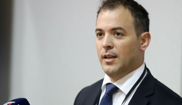 08.10.2021., Sibenik - Na sibenskom veleucilistu svecano je otvorena 5. medjunarodna znanstvena i strucna konferencija "Izazovi danasnjice". Otvaranju su nazocili ministar pravosudja i uprave dr. sc. Ivan Malenica, drzavni tajnik Sredisnjeg drzavnog ureda za razvoj digitalnog drustva Bernard Grsic,dozupan Sibensko-kninske zupanije Ognjen Vukmirovic,zamjenik gradonacelnika Grada Sibenika, mr. sc. Danijel Mileta. i domacin dekan veleucilista Ljubo Runjic. Photo: Dusko Jaramaz/PIXSELL