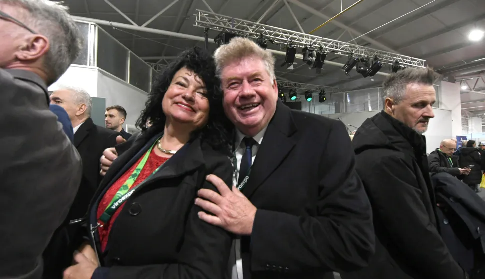 14.02.2025., Virovitica - Otvoreno 28. izdanje medjunarodnog sajma gospodarstva, obrtnistva i poljoprivrede Viroexpo. Sajam je otvorio i obisao novi ministar poljoprivrede David Vlajcic. Domacini su bili gradonacelnik Ivica Kirin i zupan Igor Androvic., te Marko Marusic, zupan Bjelovarsko-bilogorske zupanije, ovogodisnji partne rViroexpa Visnja i Zdravko Pevec Photo: Damir Špehar/PIXSELL