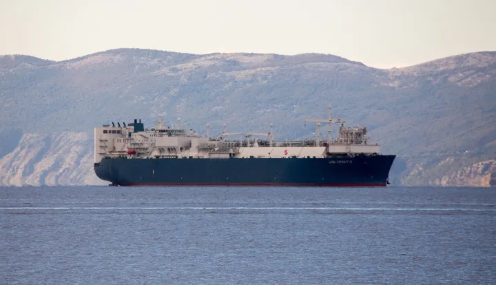 13.10.2020., Rijeka - U Rijeku je doplovio LNG Croatia, dugoocekivani brod terminal odnosno ploveca jedinica za skladistenje i uplinjavanje ukapljenog prirodnog plina. Photo:Nel Pavletic/PIXSELL