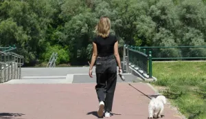 Osijek, 29. 04. 2024., Donjogradsko setaliste (kod kozare), setnja s psom, pas setnja, suncano vrijeme, toplo vrijeme, vjezbanje, slobodnjak, slobodnjaciSNIMIO BRUNO JOBST