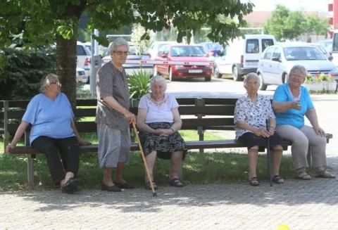 12.06.2014., Koprivnica - Umirovljenici iz Doma za starije i nemocne osobe Koprivnica uz druzenje uzivaju u lijepom vremenu.Photo: Marijan Susenj/PIXSELL------četiri stupca novosti