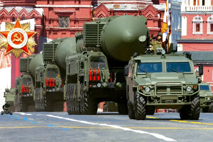 MAGAZIN PEXELSPHPOTO:Russian RS-24 Yars ballistic missiles during the Victory Day military parade in Moscow in 2020.Alexander Zemlianichenko/AP file