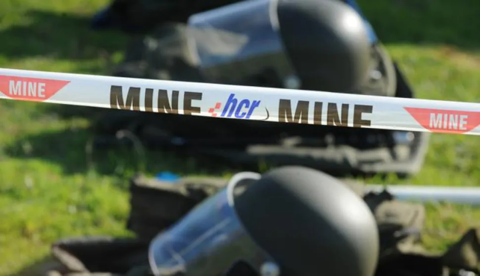 24.04.2013., Skradin - U sklopu 9. Medjunarodnog strucnog savjetovanja "Humanitarno razminiranje", na poligonu Gaj kod Vacana odrzana je pokazna vjezba na kojoj je bio prezentiran rad strojeva, opreme za razminiranje i pasa tragaca mina. Photo: Hrvoje Jelavic/PIXSELL