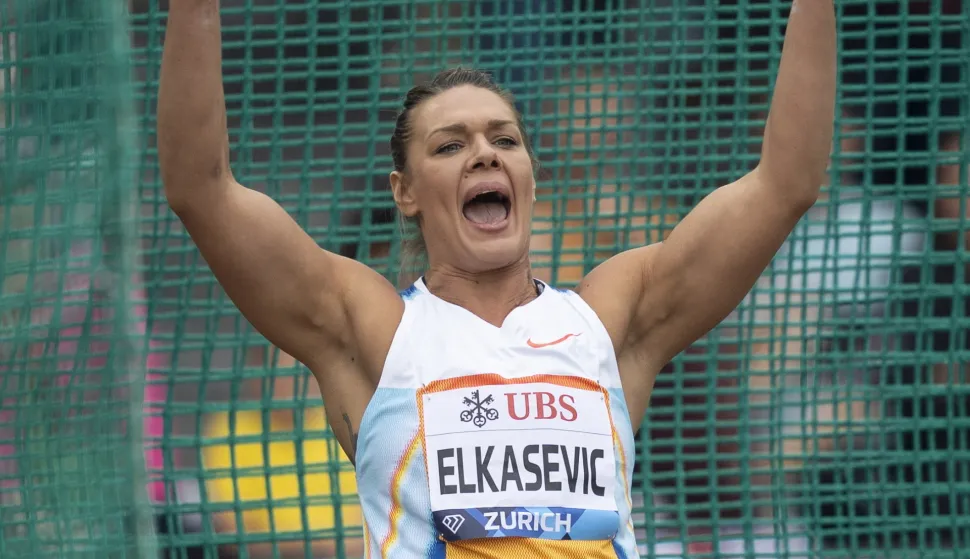 epa12330263 Sandra Elkasevic of Croatia reacts during the the Women's Discus during the World Athletics Diamond League final 2025 athletics meeting in Zurich, Switzerland, 28 August 2025. EPA/TIL BUERGY