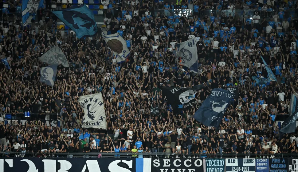 The Napoli fans during the Napoli-Torino match at the Diego Armando Maradona stadium. Naples (Italy), August 30th, 2025 (Photo by Massimo Insabato/Mondadori Portfolio/Sipa USA) Photo: Mondadori Portfolio/SIPA USA