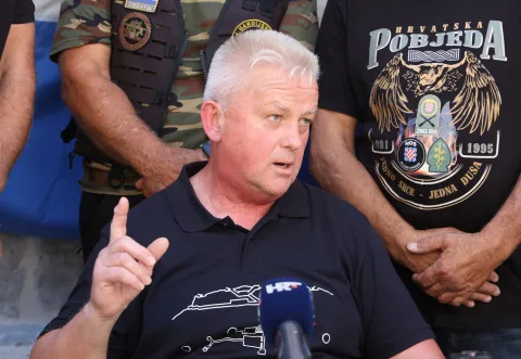 27.08.2025., Sibenik --, Koordinacija braniteljskih udruga proisteklih iz Domovinskog rata grada Sibenika i Sibensko-Kninske zupanije odrzala je konferenckonferencije je Financiranje financiranje festivala alternative iju za medije.Tema i ljevice. Photo: Dusko Jaramaz/PIXSELL
