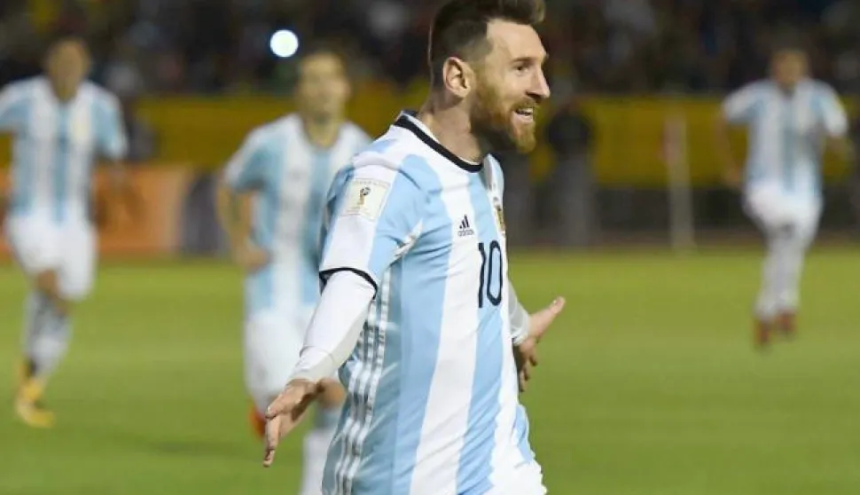 (SP)ECUADOR-QUITO-FIFA-2018 WORLD CUP-QUALIFIERS (171011) -- QUITO, Oct. 11, 2017 (Xinhua) -- Argentina's Lionel Messi celebrates after scoring during the FIFA World Cup 2018 qualifier match against Ecuador, at Atahualpa Olympic Stadium, in Quito, Ecuador, on Oct. 10, 2017. (Xinhua/TELAM) (ma) (ce) TELAM Photo: XINHUA/PIXSELL