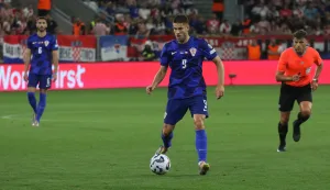 Osijek, 09. 06. 2025, Opus Arene, utakmica, kvalifikacije za svjetsko prvenstvo, Hrvatska - Češka. Andrej Kramarić (9).snimio GOJKO MITIĆ