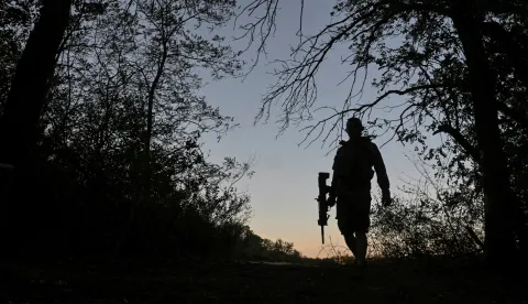 A serviceman of the 141st Separate Mechanized Brigade of the Ukrainian Armed Forces walks at a position near a front line, amid Russia's attack on Ukraine, in Donetsk region, Ukraine September 3, 2025. REUTERS/Stringer  TPX IMAGES OF THE DAY Photo: STRINGER/REUTERS