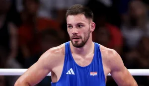 02.08.2024., Pariz, Francuska - XXXIII. Olimpijske igre Pariz 2024. Boks, cetvrtfinale muskarci -80kg, Gabrijel Veocic, Hrvatska - Cristian Javier Pinales, Diminikanska Republika. Na fotografiji: Gabrijel Veocic Photo: Igor Kralj/PIXSELL