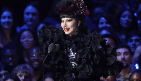 Lady Gaga accepts the "Artist of the Year" award at the 2025 MTV Video Music Awards "VMA's" at the UBS Arena in Elmont, New York on Sunday, September 7, 2025. Photo by John Angelillo/UPI Photo via Newscom Photo: John Angelillo/NEWSCOM
