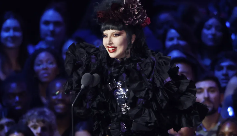 Lady Gaga accepts the "Artist of the Year" award at the 2025 MTV Video Music Awards "VMA's" at the UBS Arena in Elmont, New York on Sunday, September 7, 2025. Photo by John Angelillo/UPI Photo via Newscom Photo: John Angelillo/NEWSCOM