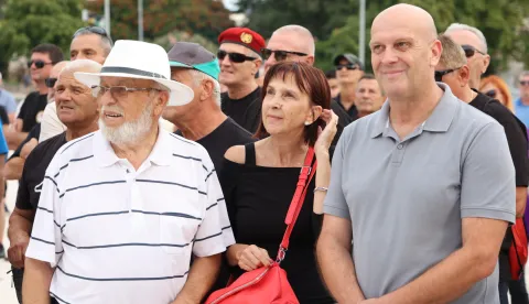 07.09.2025., Sibenik --Na Poljani je odrzan braniteljski 'Prosvjedni skup protiv financiranja FALIS-a i svih ostalih protuhrvatskih dogadjanja' Photo: Dusko Jaramaz/PIXSELL