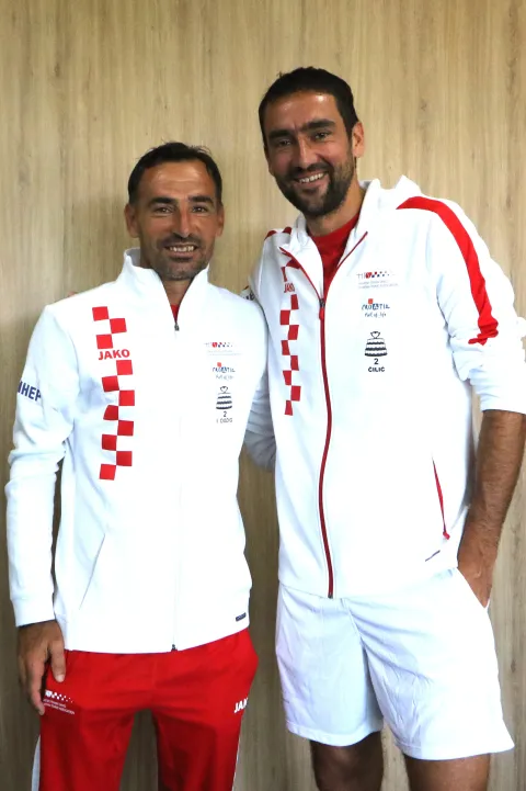 Osijek, 08. 09. 2025, SD Gradski vrt, press konferencija Hrvatske teniske reprezentacje uoči Davis Cup meča Hrvatska - Francuska. Ivan Dodig i Marin Čilič.snimio GOJKO MIITĆ