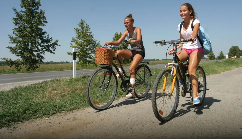 OSIJEK/BILJE, 07. 08. 2013, BICIKLISTIČKA STAZA UZ BILJSKU CESTU. BICIKLISTICE, BICIKLISTI ...snimio GOJKO MITIĆ
