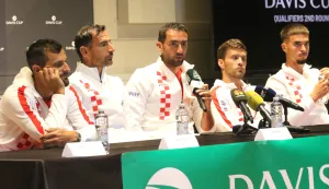 Čepin, 11. 09. 2025, Dvorana Hangar u sklopu restorana Crna svinja. Izvlačenje praova, ždrijeb za Davis Cup, meč Hrvatska - Francuska. Hrvatska teniska reprezentacija.snimio GOJKO MITIĆ