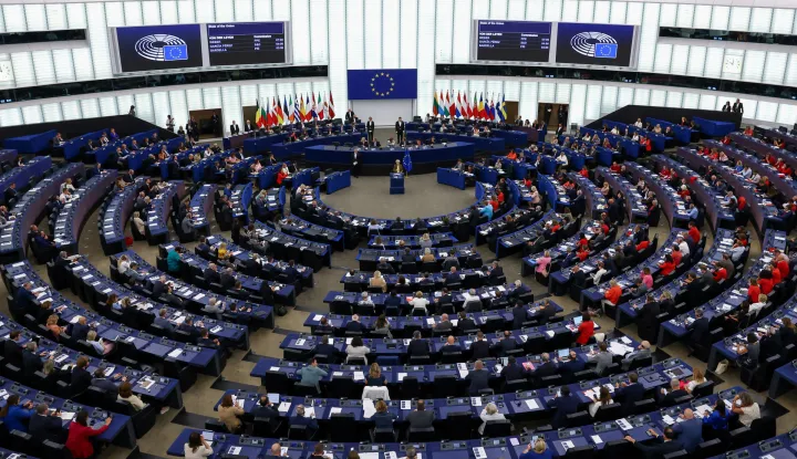 European Commission President Ursula von der Leyen delivers the State of the European Union address to the European Parliament, in Strasbourg, France, September 10, 2025. REUTERS/Yves Herman Photo: YVES HERMAN/REUTERS