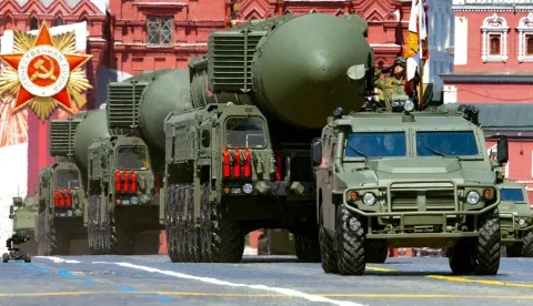 MAGAZIN PEXELSPHPOTO:Russian RS-24 Yars ballistic missiles during the Victory Day military parade in Moscow in 2020.Alexander Zemlianichenko/AP file