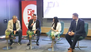 Osijek, 16. 09. 2025., Hotel Osijek; konferencija; Hrvatska u pokretu; panel rasprava; panel, Zoran Škorić; Damir Šoštarić; Tatjana Turalija; Luka ĆirkoSNIMIO BRUNO JOBST