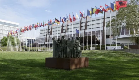 epa12034345 An exterior view of the Council of Europe in Strasbourg, France, 16 April 2025. EPA/RONALD WITTEK