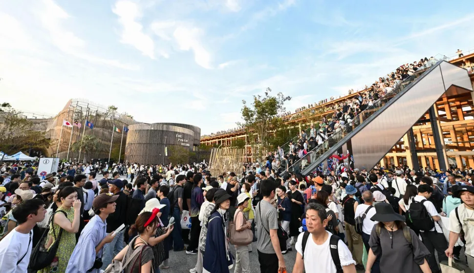 Visitors pack the World Exposition site in Osaka on Sept. 14, 2025. The Japan Association for the 2025 World Exposition said more than 200 thousand people per day visited the expo between Sept. 12 to 14, as its Oct. 13 closure approaches. (Kyodo) ==Kyodo Photo via Newscom