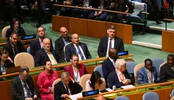 New York, 22.9.2025.- Uo?i op?e rasprave na Op?oj skup?tini UN-a odr?ana je konferencija o dvodr?avnom rje?enju izraelsko-palestinskog konflikta. Na skupu je sudjelovao i hrvatski predsjednik Zoran Milanovi?. foto HINA/ Ured predsjednika Republike Hrvatske/ Marko Beljan/ ua