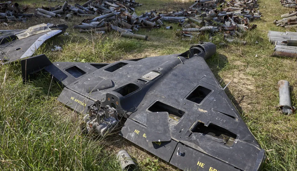 epa12390097 A view of military debris, including missiles, drones, and ammunition, collected and stored as evidence of Russian shelling, in Kharkiv, northeastern Ukraine, 19 September 2025. Kharkiv and its surrounding areas have been under heavy shelling since Russia launched its full-scale invasion of the country in February 2022. According to the United Nations, Ukraine is one of the most mined countries in the world, with over 20 percent of its land at risk of contamination. EPA/SERGEY KOZLOV