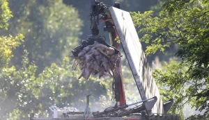 19.09.2025., Vardarac - Odvoz svinja zbog afričke kuge. Brojne eutanazirena svinje su odvedene, a prostor gdje su se nalazile je dezinficiran Photo: David Jerkovic/PIXSELL